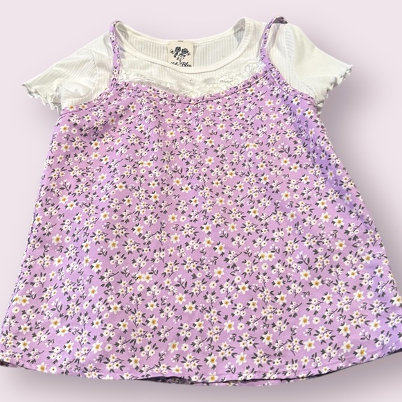 Girls Lily Bleu Charming Lilac Floral Print Camisole Tee Shirt Size 8 - Picture 3 of 8